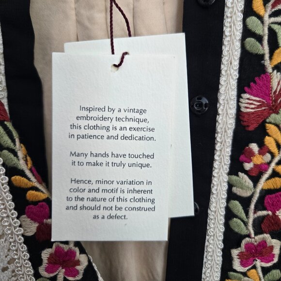 Anthropologie Vineet Bahl Embroidered Long Sleeve Dress- Size XL- Flowered Print - Picture 5 of 5